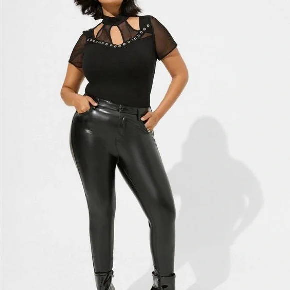 Torrid Black Mesh Eyelet Bodysuit - Picture 2 of 5